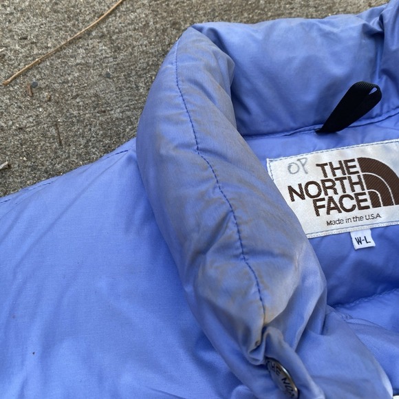 Vintage 80s North Face Goose Down Vest Periwinkle Women Large Puffer Purple USA - Picture 5 of 9
